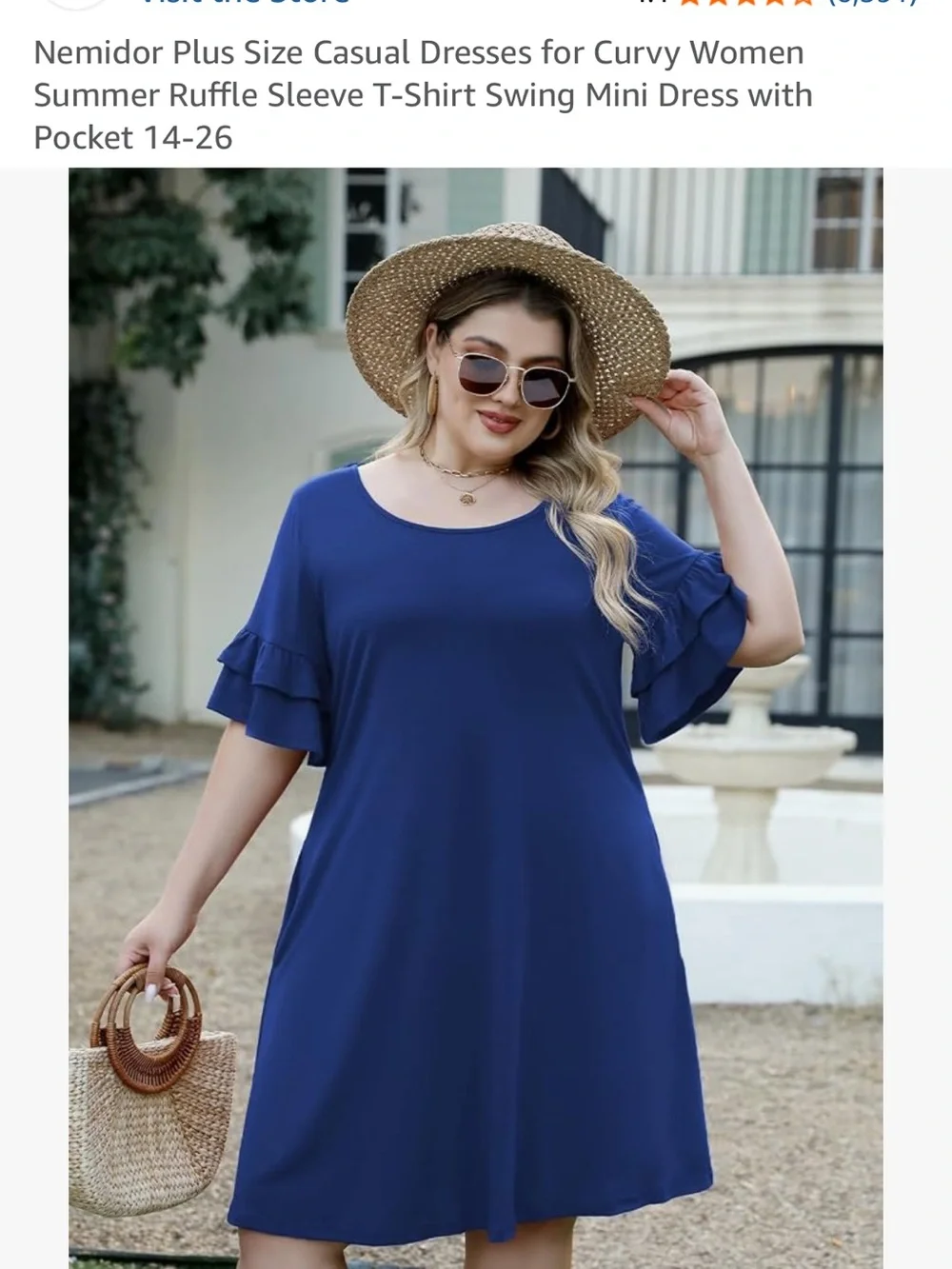 Cocktail swing dress with ruffle sleeves - Picture 7 of 15
